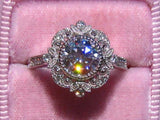 Floral Milgrain Engagement Ring 2.7ct Round Cut Diamond 14k White Gold Finish