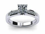 2.3ct Engagement Ring Princess Diamond Solitaire with Accent 14k White Gold Over
