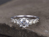2.4ct Engagement Ring Round Cut Diamond Solitaire With Accent 14k WhiteGold Over