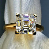 2.5ct Asscher Simulated Diamond Solitaire Engagement Ring 14k Yellow Gold Plated