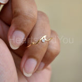 0.07ct Round Cut Moissanite Wave Dainty Engagement Ring 14K Yellow Gold Plated