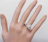 Double Halo Bridal Set Engagement Ring 2ct Cushion Diamond 18k White Gold Finish