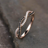 1ct White & Black Round Cut Diamond Infinity Anniversary Band 14k Rose Gold Over