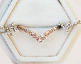 Curved Twig Chevron Stackable Wedding Band 0.5ct Round Diamond 14k RoseGold Over