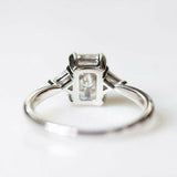 1.3ct Emerald Cut VVS1 D Diamond Solitaire Engagement Ring 14k White Gold Finish
