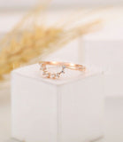 0.15ct Round Cut Moissanite Curved Minimalist Wedding Band 14k Rose Gold Plated