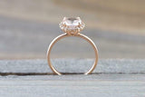 2ct Round Cut Morganite Engagement Ring Diamond Halo Solitaire 18k RoseGold Over
