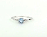 0.5ct Engagement Ring Round Cut Aquamarine Minimalist Trilogy 14k WhiteGold Over