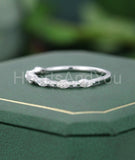 0.5ct Marquise Simulated Diamond Minimalist Wedding Band 14k White Gold Plated