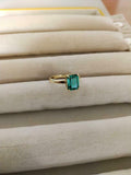 2ct Engagement Ring Green Emerald Cut Solitaire Women 14k Yellow Gold Finish