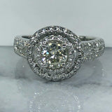 1.45ct Round Cut Diamond Engagement Ring Dual Halo Split Band 14k WhiteGold Over