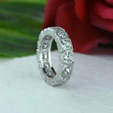 1ct Princess Round Cut VVS1 D Diamond Vintage Wedding Band 14k White Gold Finish