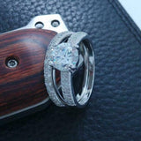 3ct Round Cut Diamond Engagement Ring 14k White Gold Finish Bridal Set Promise