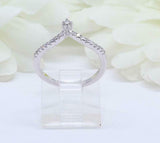 0.4ct Round Cut Diamond Wedding Band Curved Chevron Crown 14k White Gold Finish