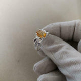 1.5ct Engagement Ring Oval Cut Yellow Citrine Partywear 14k White Gold Finish