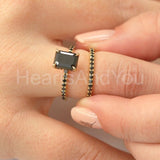 0.3ct Round Cut Simulated Black Diamond Minimalist Band 14k Yellow Gold Plated