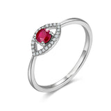 1ct Round Cut Pink Ruby Engagement Ring Evil Eye Minimalist 14k Yellow Gold Over