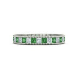 4Ct Princess Cut Green Emerald Diamond Eternity Wedding Band 14K White Gold Over