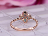 1ct Round Green Emerald Engagement Ring Braided Flower Clover 14k Rose Gold Over