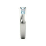 2Ct Princess Cut Blue Aquamarine Diamond Trendy Wedding Band 14K White Gold Over