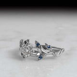 1.5ct Engagement Ring Round Cut Diamond Floral Leaf Design 14k White Gold Finish