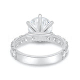 2.1ct Round Cut Moissanite Pave Accents Engagement Ring 14k White Gold Plated