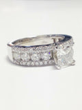 4Ct Princess Cut Diamond Round Iced Shank Engagement Ring 14K White Gold Finish