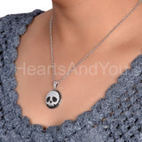 1ct Round Cut Moissanite Skull Design Pendant with Chain 14k White Gold Plated