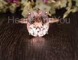 1ct Oval Cut Simulated Morganite Solitaire Engagement Ring 14k Rose Gold Plated