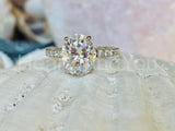 2.3ct Oval Simulated Diamond Solitaire with Accents Ring 14k Yellow Gold Plated