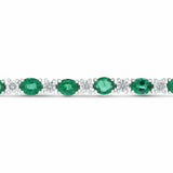 20Ct Oval Green Emerald and Diamond Queens Tennis Bracelet 14K White Gold Finish