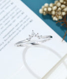 0.5ct Pear Simulated Diamond Crown Minimalist Wedding Band 14k White Gold Plated