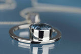 1.5ct Round Cut Blue Sapphire Pendant Open Circle 14k White Gold Finish NO CHAIN