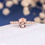 1.5ct Oval Cut Simulated Morganite Solitaire Accents Ring 14k Rose Gold Plated