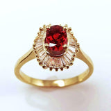 2.3ct Oval Pink Ruby Halo Ballerina Cocktail Engagement Ring 14k YellowGold Over