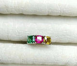 2.4ct Engagement Ring Cushion Cut Multi Stone Trilogy 14k White Gold Finish