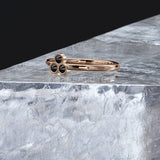 0.3ct Round Simulated Black Diamond Inverted Trilogy Ring 14k Yellow Gold Plated