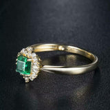 2.3ct Engagement Ring Princess Cut Emerald Ballerina Halo 14k Yellow Gold Finish