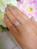 2ct Princess Cut Diamond Split Shank Halo Engagement Ring 14k White Gold Finish