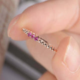 0.3ct Round Cut Pink Sapphire Engagement Ring Trilogy Beaded 14k Rose Gold Over