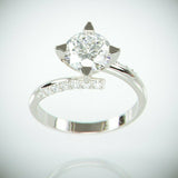 1.5Ct Round Brilliant Diamond Bypass Shape Engagement Ring 14K White Gold Finish