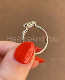 0.3ct Emerald Simulated Diamond Bezel Set Engagement Ring 14k White Gold Plated