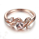 1.6ct Engagement Ring Round Cut Peach Morganite Swirl Twist 14k Rose Gold Finish