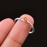 0.23ct Engagement Ring Round Cut Yellow Citrine Solitaire 14k White Gold Finish