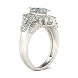 3Ct Marquise Diamond Halo Gatsby Cocktail Engagement Ring 18K White Gold Finish