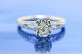 2ct Round Cut Diamond Split Shank Solitaire with Accent Ring 14k White Gold Over