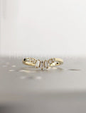 0.3ct Baguette Cut Simulated Diamond Curved Wedding Band 14k Yellow Gold Plated