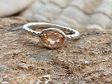 1ct Engagement Ring Oval Cut Morganite Twisted Solitaire 14k White Gold Finish