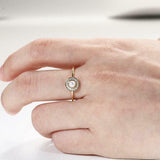 1.6ct Round Cut Diamond Halo Solitaire Pearl Engagement Ring 14k YellowGold Over