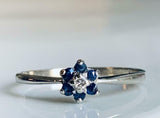 1ct Engagement Ring Round Cut Blue Sapphire Minimalist 14k White Gold Finish